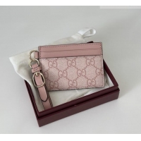 Promotional Gucci GG Canvas Emblem Card Case Wallet with Strap 819121 Light Pink 2026