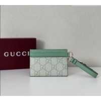 Buy Discount Gucci GG Canvas Emblem Card Case Wallet with Strap 819121 Green 2026