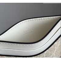 Unique Grade Gucci GG Canvas Emblem Card Case Wallet with Strap 819121 White 2026