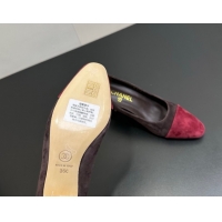 Top Design Chanel Suede Pumps 6.5cm CH122405 Brown/Red 2026