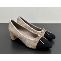 Luxury Chanel Suede Pumps 6.5cm CH122405 Grey/Black 2026