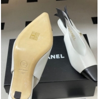 Luxury Chanel Lambskin Leather Slingbacks Pump 7.5cm CH122407 White 2026