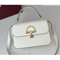Famous Brand Gucci Siena Leather medium top handle bag with Half Horsebit 855535 White 2026