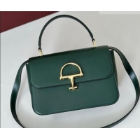 Top Quality Gucci Siena Leather medium top handle bag with Half Horsebit 855535 Green 2026