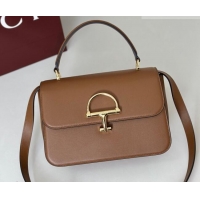 Good Quality Gucci Siena Leather medium top handle bag with Half Horsebit 855535 Brown 2026