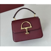 Affordable Price Gucci Siena Leather small top handle bag with Half Horsebit 855536 Burgundy 2026