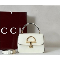 Famous Brand Gucci Siena Leather small top handle bag with Half Horsebit 855536 White 2026
