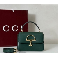 Well Crafted Gucci Siena Leather small top handle bag with Half Horsebit 855536 Green 2026