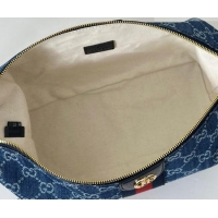 Shop Duplicate Gucci Vanity medium top handle bag in GG Denim 857799 Blue 2026
