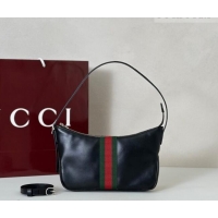 Grade Design Gucci Lunetta Leather small crossbody bag with web 863406 Black 2026