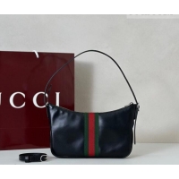 Grade Design Gucci Lunetta Leather small crossbody bag with web 863406 Black 2026