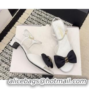 Best Price Chanel Grosgrain Heel Sandals 3.5cm with Bow G46813 White2 2026