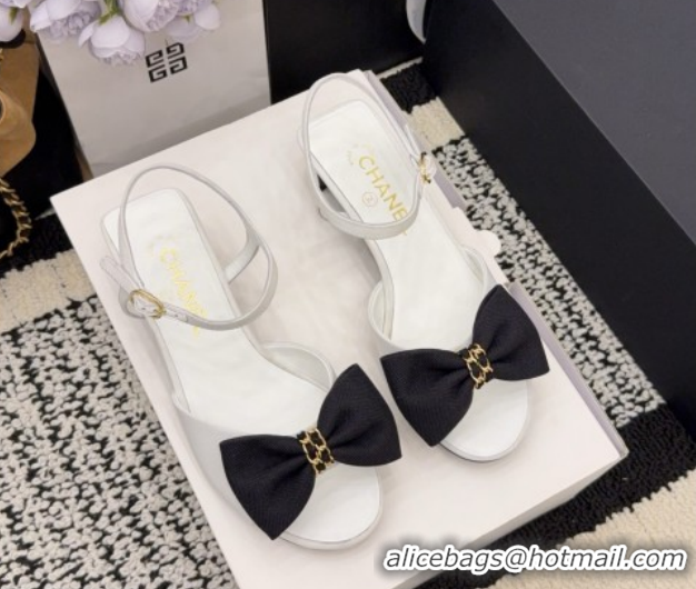 Best Price Chanel Grosgrain Heel Sandals 3.5cm with Bow G46813 White2 2026