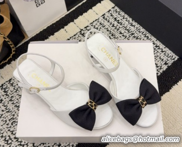 Best Price Chanel Grosgrain Heel Sandals 3.5cm with Bow G46813 White2 2026