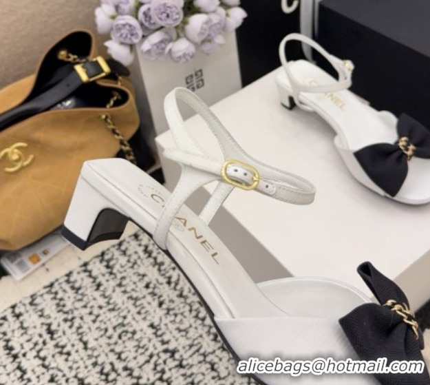 Best Price Chanel Grosgrain Heel Sandals 3.5cm with Bow G46813 White2 2026
