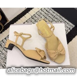 Purchase Chanel Grosgrain Heel Sandals 3.5cm with Bow G46813 Beige 2026
