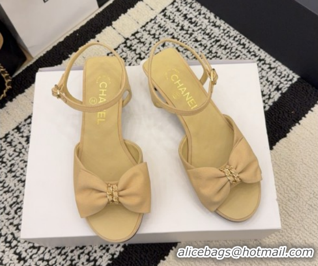 Purchase Chanel Grosgrain Heel Sandals 3.5cm with Bow G46813 Beige 2026
