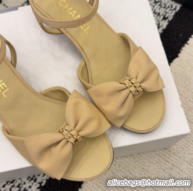 Purchase Chanel Grosgrain Heel Sandals 3.5cm with Bow G46813 Beige 2026