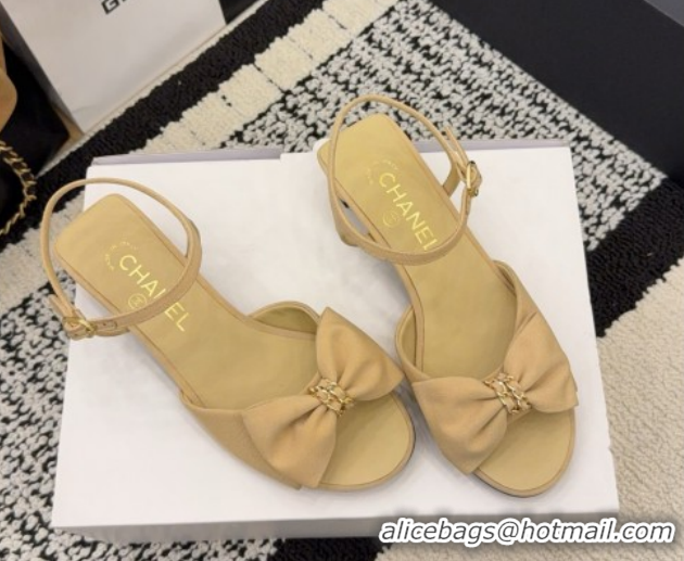 Purchase Chanel Grosgrain Heel Sandals 3.5cm with Bow G46813 Beige 2026