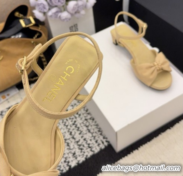 Purchase Chanel Grosgrain Heel Sandals 3.5cm with Bow G46813 Beige 2026