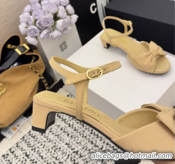 Purchase Chanel Grosgrain Heel Sandals 3.5cm with Bow G46813 Beige 2026