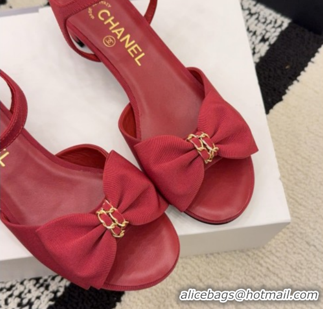 Good Quality Chanel Grosgrain Heel Sandals 3.5cm with Bow G46813 Red 2026
