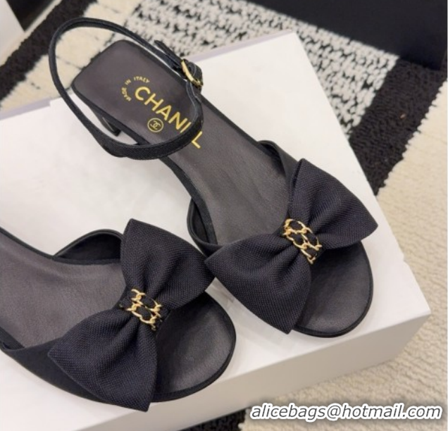 Perfect Chanel Grosgrain Heel Sandals 3.5cm with Bow G46813 Black2 2026