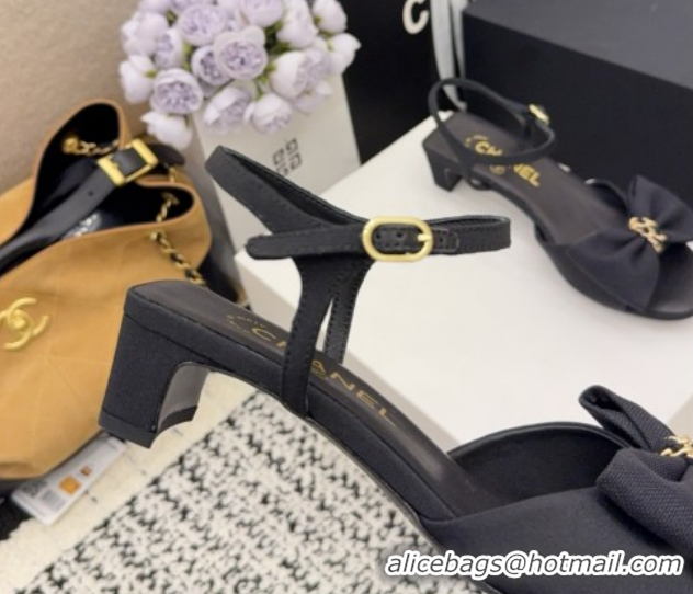 Perfect Chanel Grosgrain Heel Sandals 3.5cm with Bow G46813 Black2 2026