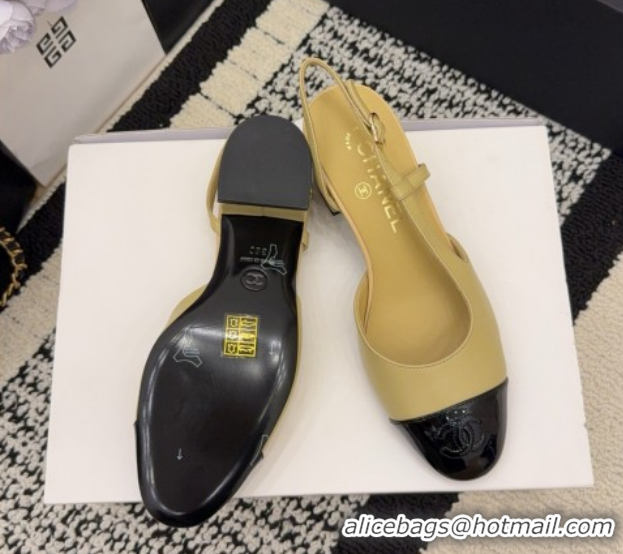 Good Looking Chanel Lambskin & Patent Leather Slingbacks Pump 4cm G46943 Beige 2026
