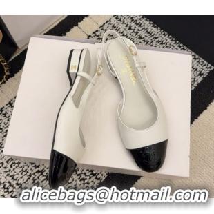 Best Product Chanel Lambskin & Patent Leather Slingbacks Flat G31319 White 2026