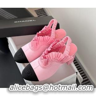 Popular Style Chanel Silk Satin & Grosgrain Slingbacks Pump 7.5cm G46828 Pink 2026