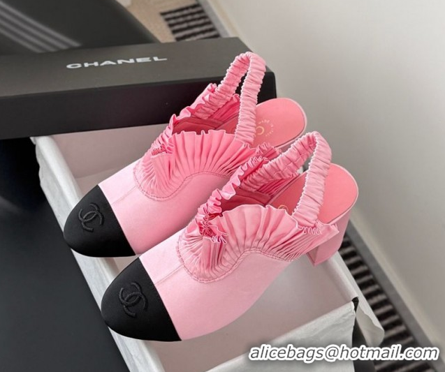Popular Style Chanel Silk Satin & Grosgrain Slingbacks Pump 7.5cm G46828 Pink 2026