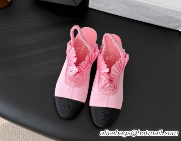 Popular Style Chanel Silk Satin & Grosgrain Slingbacks Pump 7.5cm G46828 Pink 2026