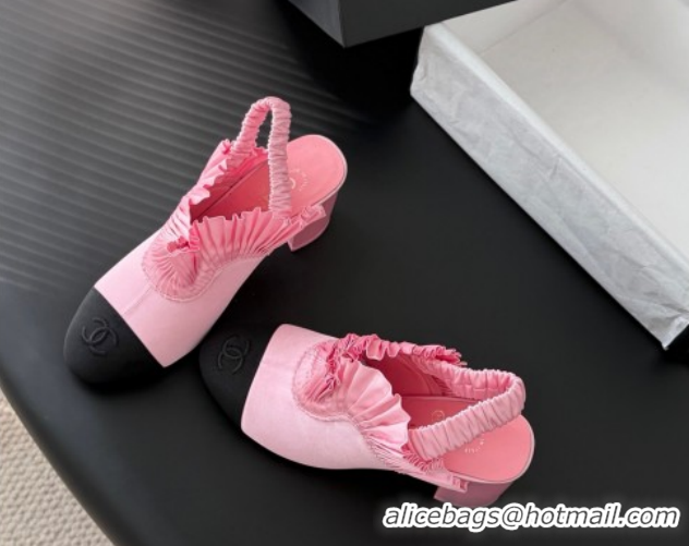 Popular Style Chanel Silk Satin & Grosgrain Slingbacks Pump 7.5cm G46828 Pink 2026