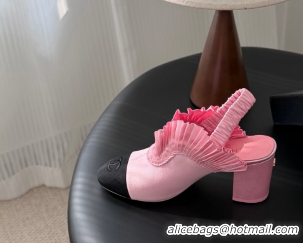 Popular Style Chanel Silk Satin & Grosgrain Slingbacks Pump 7.5cm G46828 Pink 2026