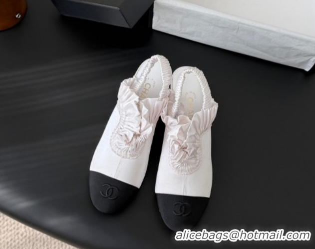 Good Product Chanel Silk Satin & Grosgrain Slingbacks Pump 7.5cm G46828 White 2026