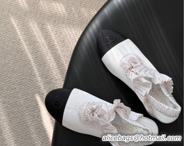 Good Product Chanel Silk Satin & Grosgrain Slingbacks Pump 7.5cm G46828 White 2026