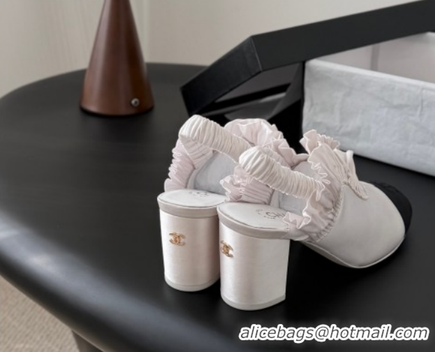 Good Product Chanel Silk Satin & Grosgrain Slingbacks Pump 7.5cm G46828 White 2026