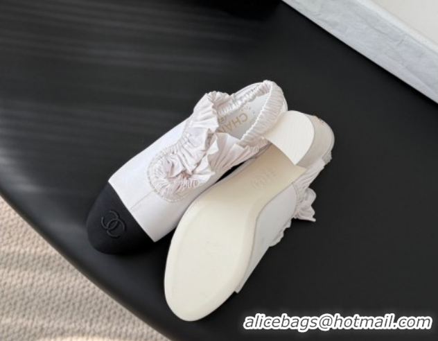 Good Product Chanel Silk Satin & Grosgrain Slingbacks Pump 7.5cm G46828 White 2026