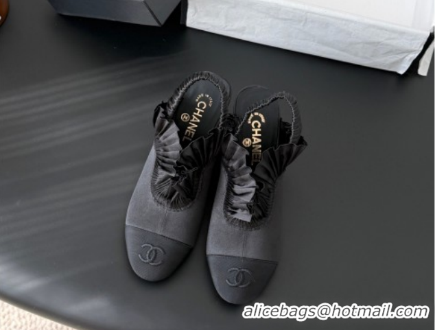 Buy Luxury Chanel Silk Satin & Grosgrain Slingbacks Pump 7.5cm G46828 Black 2026