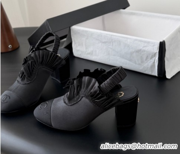 Buy Luxury Chanel Silk Satin & Grosgrain Slingbacks Pump 7.5cm G46828 Black 2026