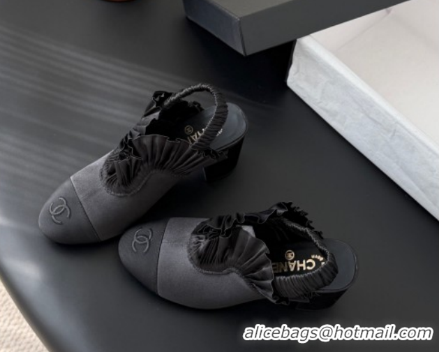 Buy Luxury Chanel Silk Satin & Grosgrain Slingbacks Pump 7.5cm G46828 Black 2026