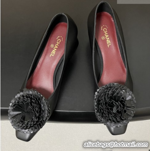 Luxurious Chanel Lambskin Pumps with Bloom CH011401 Black 2026