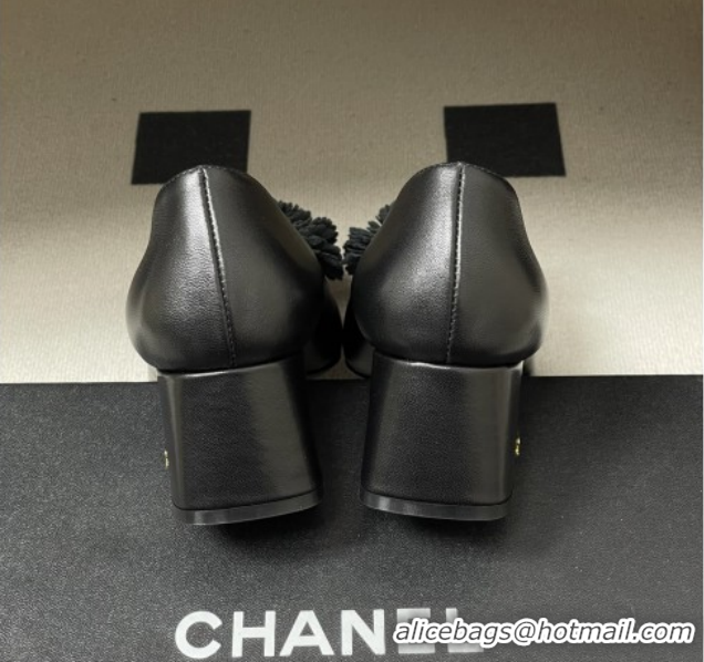 Luxurious Chanel Lambskin Pumps with Bloom CH011401 Black 2026