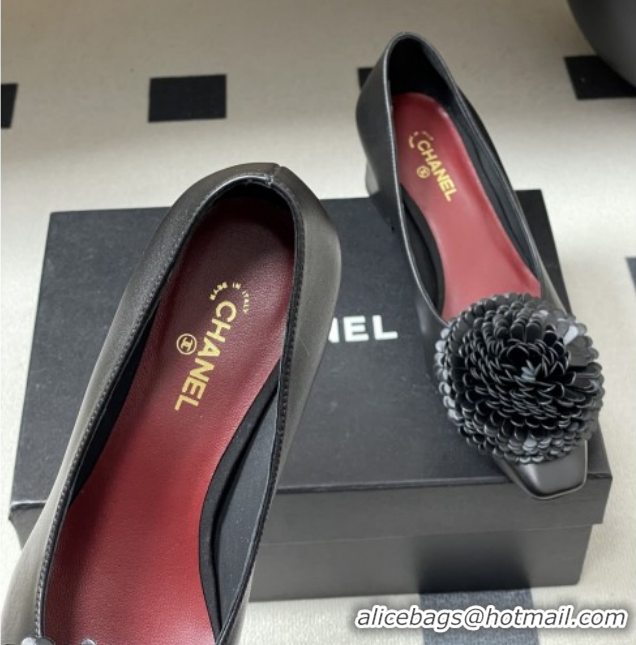 Luxurious Chanel Lambskin Pumps with Bloom CH011401 Black 2026