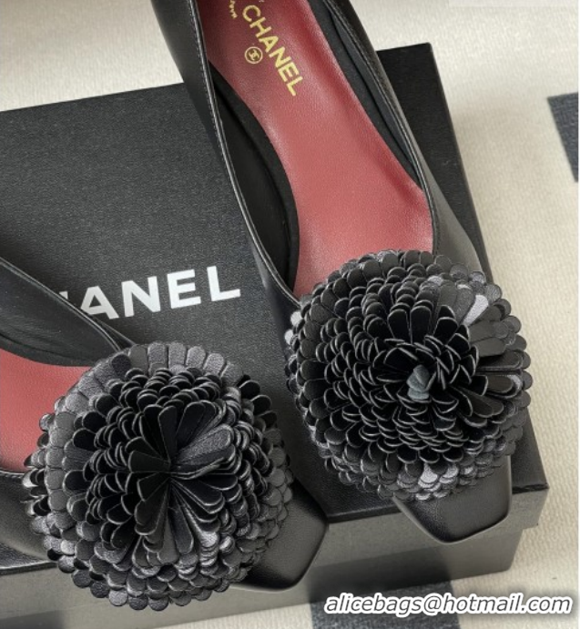 Luxurious Chanel Lambskin Pumps with Bloom CH011401 Black 2026