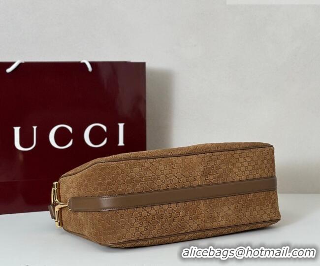 Fashion Discount Gucci Half Horsebit large shoulder bag in GG Suede 862530 Brown 2026