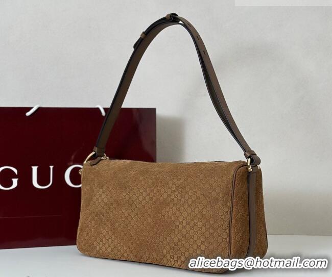 Fashion Discount Gucci Half Horsebit large shoulder bag in GG Suede 862530 Brown 2026