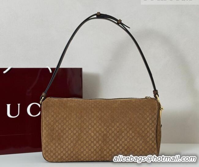 Fashion Discount Gucci Half Horsebit large shoulder bag in GG Suede 862530 Brown 2026