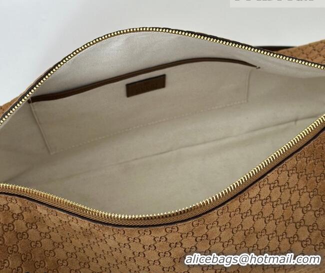Fashion Discount Gucci Half Horsebit large shoulder bag in GG Suede 862530 Brown 2026